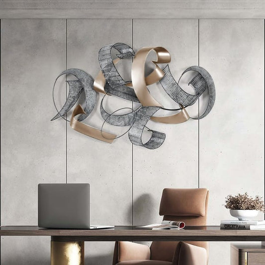 47.2" Large Modern 3D Metal Wall Decor Abstract Geometric Overlapping Art Living (NEW)